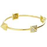 nOir Gold-Tone Stud Pave Stacking Bangle