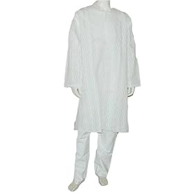 Yoga Clothing Embroidered Kurta Pajama Long Sleeve Cotton Size L Chest :106 Cm Yoga Clothing Embroidered Kurta Pajama Long Sleeve Cotton Size L Chest :106 Cm