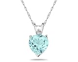 5mm Heart Aquamarine and Diamond Stud Pendant in 14K White Gold