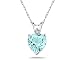 5mm Heart Aquamarine and Diamond Stud Pendant in 14K White Gold