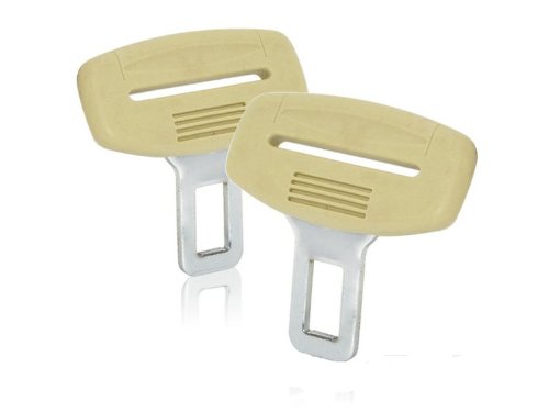 2x Universal Car Safty Seat Belt Metal Insert Buckle Alarm Stopper Eliminator--beige #15003 On Sale