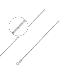14K Solid White Gold Singapore Chain Necklace 1.3mm (3/64 in.) - 20 in.