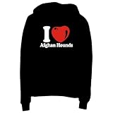 I LOVE Afghan Hounds Dogs Womens Hoodie (Black, X-Small - XXX-Large)
