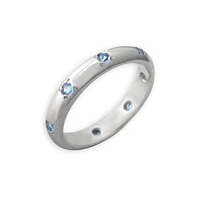 Sterling Silver Speckled Blue Topaz Band