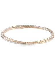 14k Tri-Color Gold Set of 3 Slip-On Bangle Bracelet, 7.75"