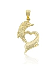 Gold Dolphin Heart Charm, 10k