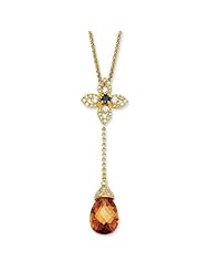 Gold-Plated Sterling Silver Champ/Blk/Wht Cz 18in Y-Drop Necklace