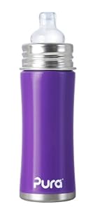 Pura Kiki Sippy Bottle Stainless Steel, Grape, 11 Ounce