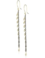 Mizuki Small Oxidized Silver Chain and 14k Gold Bead Fringe Earrings
