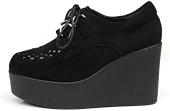 Sheinfashion Women's Punk Platform Wedges Shoes Flats Creepers Black Suede 8.5 M US
