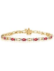 14k Yellow Gold Diamond and Ruby Bracelet