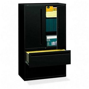 Black HON 700 Series 42 2 Drawer Lateral Metal Filing Cabinet with Storage Case