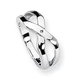 Diamond and Sterling Silver Ladies Ring (Sizes 6-8)