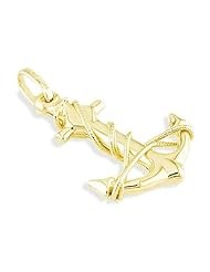 14k Yellow Gold Marine Boat Ship Anchor Charm Pendant