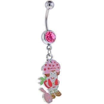 Strawberry Shortcake and CAT Passion Pink GEM Dangle Belly Ring