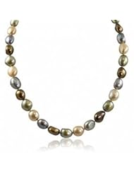 14K 10-11mm dyed multi color freshwater cultured pearl necklace, 18"