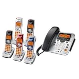 Uniden DECT1588-5 DECT 6.0 Corded/Cordless Digital Answering System with Dual Keypad and 5 Colorful Cordless Handsets and Chargers