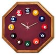 13in Octagon Billiard Clock Mahogany & Wine Mali Felt