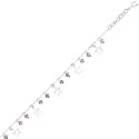 Treasure Box - Silver Stars and Pink Crystal Ankle Chain