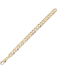 14K Solid Yellow Gold Curb Cuban DC Chain Bracelet 7.4mm (9/32 in.) - 8.5 in.