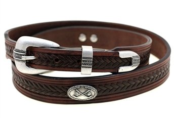 Orion Leather Walnut Bridle Leather Belt With Golf Club Concho