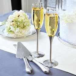 Silver Parisian Romance Champagne Flutes
