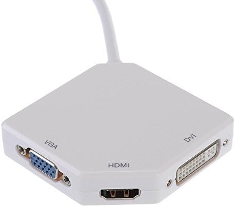 3 in 1 Displayport Thunderbolt Mini Dp to Hdmi DVI VGA Display Port Adapter Cable for Nootbook Apple Mac Book Macbook Pro Macbook Air Mac Mini Surface Pro 1 2 3 (White Hexagonal)