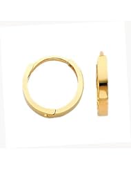 14k Yellow or White Gold 2mm Small Square Tube Huggies for Kids and Teens (0.4" or 11mm)