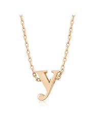 Alexander James Rose Gold Bonded Simple Y Initial Pendant with Lobster Clasp set in Rose Goldtone. All pendants come with 18 inch chain with 2 inch extender.