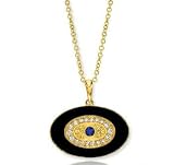 14k Yellow Gold Onyx Sapphire Diamond Eye Pendant