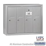 Vertical Mailbox - 4 Doors - Aluminum - Surface Mounted - USPS Access