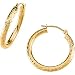 14K Yellow Gold Diamond Cut Hoop Earring