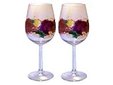 ArtisanStreet's Jewel Tone Wine Glasses. Set of 2. Hand Painted. One of a Kind. Signed by Artisan.