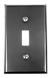 Combination Switch & Outlet Plates: AW1BP - One Toggle Switch Plate - Smooth Black Iron-Steel