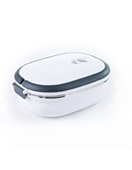 Stainless Steel Sealing Rectangle Design Convenient Bento Lunch Boxes for School, Work and Travel (1 Layer, White)