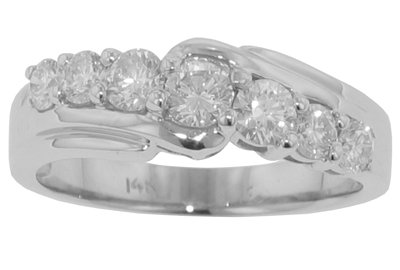 1.25 Ct TTW Women's Round Cut Diamond Wedding Band Ring In 14 KT White Gold