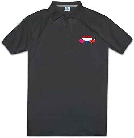 I Love Holland Heart Shape Flag Design Printed Men's Cotton Polo Shirt