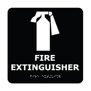 ADA14WBK – ADA, Braille, Fire Extinguisher, Black, 8\” X 8\”