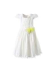 Girls Tea Length Cotton/Polyester/Satin Flower-Girl Dress/Wedding Dress 