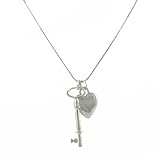 Necklace - N196 - Heart & Key - Silver Tone Metal - 16-1/2 + 3 Extension Chain