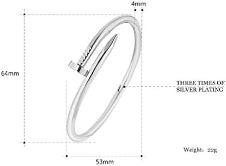 GSG Stainless Steel Nail Bangle Bracelet by Silver Jewelry - Silver Steel plating surface