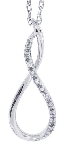 0.07ctTW Swirling Diamond Pendant in 14Kt White Gold w/chain