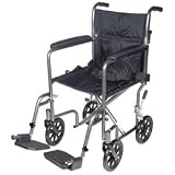 Drive Medical Lightweight Steel Transport Wheelchair with Swing-away Footrest, Silver Vein, 17