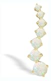 14K Yellow Gold Genuine Round Opal Journey Pendant