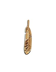14K Yellow Gold Western Range Eagle Feather Lg Pendant. Made in USA.