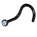 Black Bioplast Aqua Swarovski Nose Screw Ring