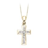 10K Yellow Gold 1/4 ct. Diamond Cross Pendant with Chain