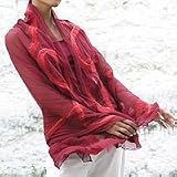 Silk and wool shawl, 'Fire'