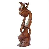 Traditional Flutist Sculpture - Bali Wood Carved - CraftNetwork