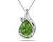 Jewelry : Pear Shaped Peridot and Diamonds Raindrop Pendant in White Gold
